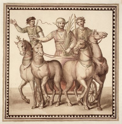 Ms Gen 1496 Plate CXXII Gladiators and Chariot, 1674 by Pietro Santi Bartoli